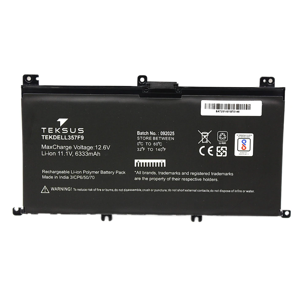Teksus Laptop Battery Compatible For Dell Inspiron 15 7567 | 357F9 view 2